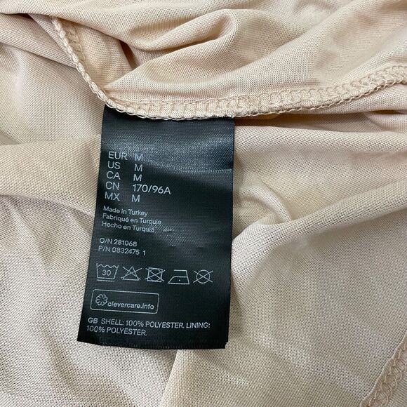 H&M  FLORAL MESH DRESS women’s size Medium Boho sq. Neck puff sleeves tiered - Picture 11 of 12